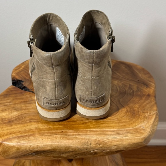 Sorel Harlow Zip Up Waterproof Beige Leather Ankle Boots 6 - Picture 6 of 9